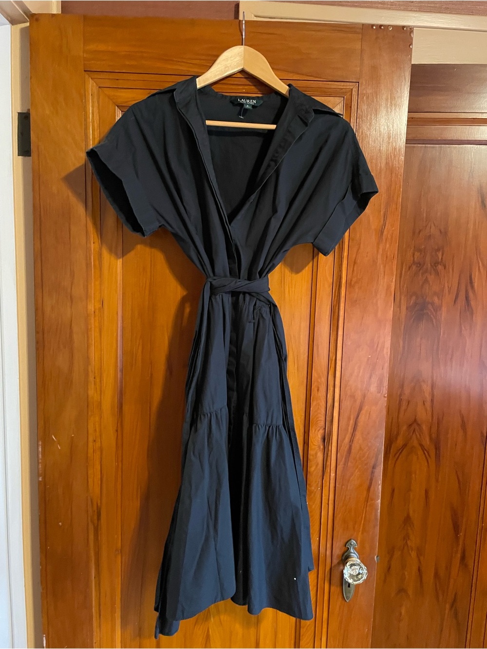 Ralph Lauren Black Shirt Dress with Green Label cotton poplin